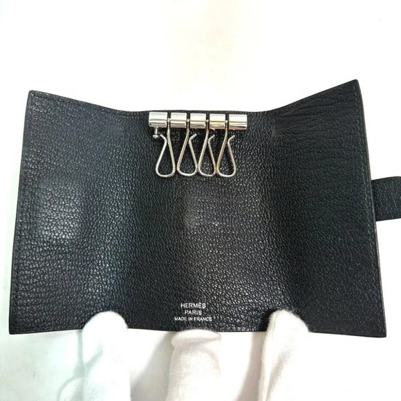 HERMES HHardware key Bearn 4-Ring Key Case Chevre Misol Black/SilverHardware - Picture 11 of 11